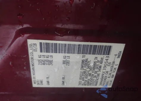 2018 Nissan Maxima 3.5 Sv z USA, uszkodzony, nr VIN 1N4AA6AP4JC390543